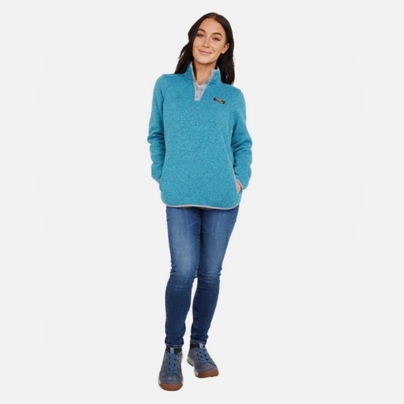 NEW! L.L.Bean 1/4 Snap Sweater Fleece Pullover Turquoise Blue SZ XS - Picture 4 of 13
